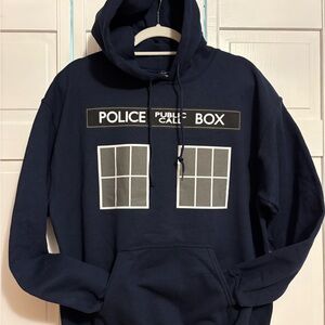 Dr Who -Police Call Box Navy Blue Graphic Hoodie